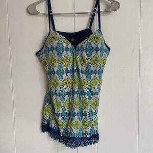 New Directions Blue and Green Patterned Camisole